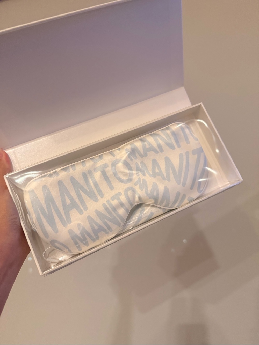 MANITO Blue and White Satin Sleep Mask by